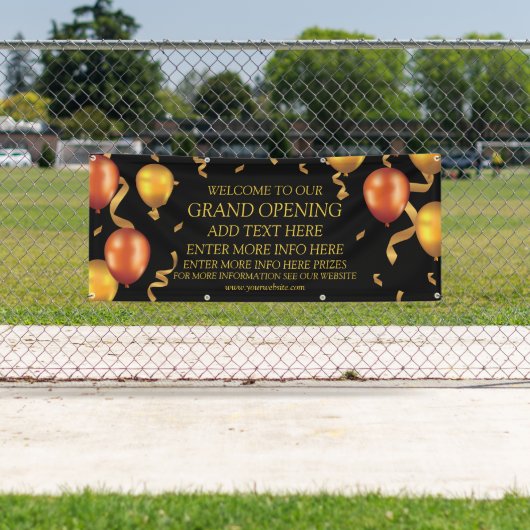 カスタマイズ金ゴールドバルーンRIBBONSグランドオープニングショップ 横断幕 (インサイチュ)