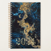 カスタマイズ金ゴールドブルーマーブルアジェンダデイリーウィークリーウィークリー プランナー手帳 (正面)