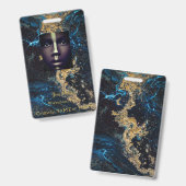 カスタマイズ金ゴールドブルー大理石名タグバッジ バッジ (表裏)