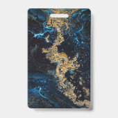 カスタマイズ金ゴールドブルー大理石名タグバッジ バッジ (裏面)