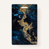 カスタマイズ金ゴールドブルー大理石名タグバッジ バッジ (裏面)