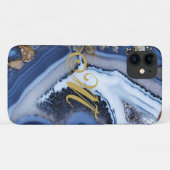カスタマイズ金ゴールドホワイトブルー大理石の電話ケースのデジタル Case-Mate iPhoneケース (裏面(横))