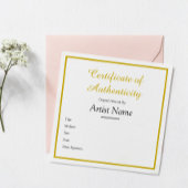 カスタマイズ金ゴールド真正性証明書 ノートカード