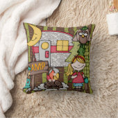 カスタマイズ金髪の女の子のキャンプの枕 クッション (ブランケット)