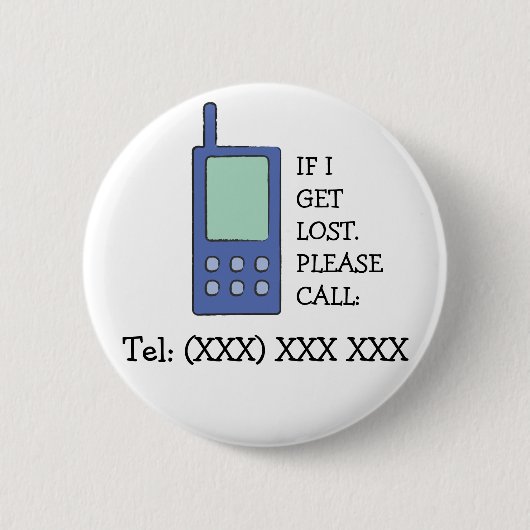 カスタマイズ電話番号を用いる子供の安全ボタン 缶バッジ (正面)