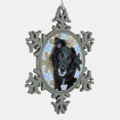 カスタマイズ青い雪片フレームの記念品の写真 スノーフレークピューターオーナメント (左)