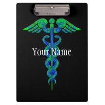 カスタマイズ青緑のケリュケイオンのナースのクリップボード