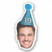 カスタマイズ顔フォトパーティーハット誕生日 シール (正面)