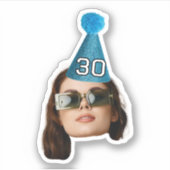 カスタマイズ顔フォト年齢パーティー帽子誕生日 シール (正面)