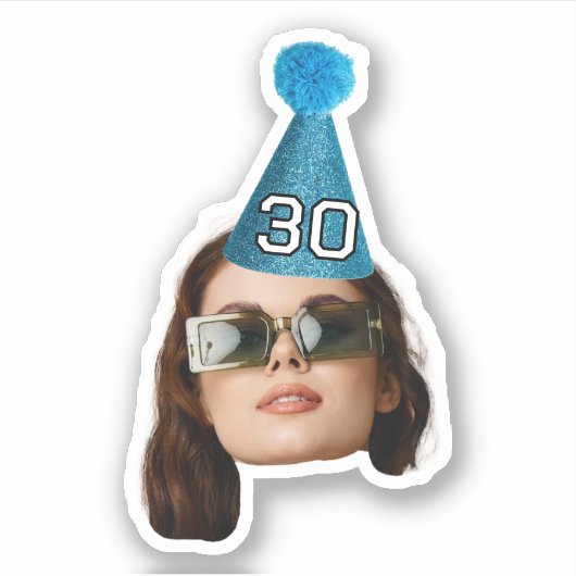 カスタマイズ顔フォト年齢パーティー帽子誕生日 シール (正面)