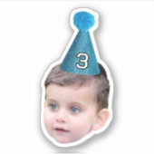 カスタマイズ顔写真の年齢パーティーマイルストーンの誕生日 シール (正面)