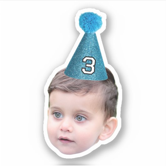 カスタマイズ顔写真の年齢パーティーマイルストーンの誕生日 シール (正面)