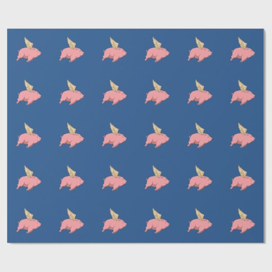 カスタマイズ飛んでいるなブタのギフトの包装紙 ラッピングペーパー (フラット)