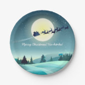カスタマイズ飛んでいるSleigh Cartoon ペーパープレート (正面)