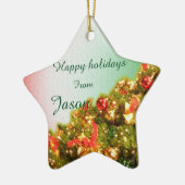 カスタマイズ飾可能なクリスマスツリーと文字 セラミックオーナメント (左)