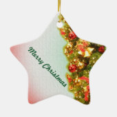 カスタマイズ飾可能なクリスマスツリーと文字 セラミックオーナメント (裏面)