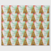 カスタマイズ飾可能なクリスマスツリーと文字 ラッピングペーパー (フラット)