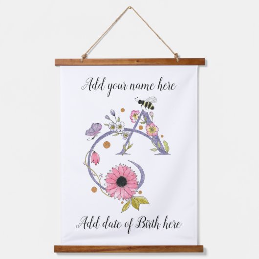 カスタマイズ飾可能な文字A 吊り下げ型タペストリー (正面)