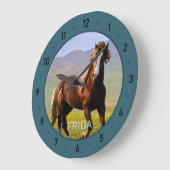 カスタマイズ馬の写真と名前大時計 ラージ壁時計 (傾斜)