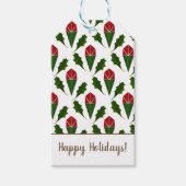 カスタマイズ鮮やかレッドローゼズホリーホリデーアート ギフトタグ (正面)