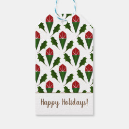 カスタマイズ鮮やかレッドローゼズホリーホリデーアート ギフトタグ