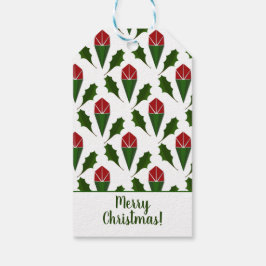 カスタマイズ鮮やかレッドローゼズホリーホリデーアート ギフトタグ