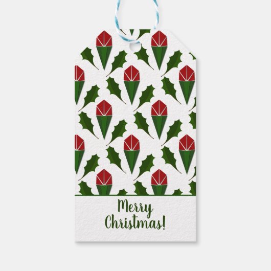 カスタマイズ鮮やかレッドローゼズホリーホリデーアート ギフトタグ (裏面)