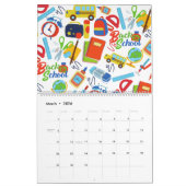 カスタマイズ鮮やか可能な新学期パターン カレンダー (3月 2026)