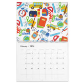 カスタマイズ鮮やか可能な新学期パターン カレンダー (2月 2026)