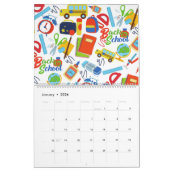 カスタマイズ鮮やか可能な新学期パターン カレンダー (1月 2026)