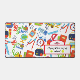 カスタマイズ鮮やか可能な新学期パターン デスクマット