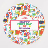 カスタマイズ鮮やか可能な新学期パターン ラベル (デザイン1)