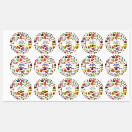 カスタマイズ鮮やか可能な新学期パターン ラベル