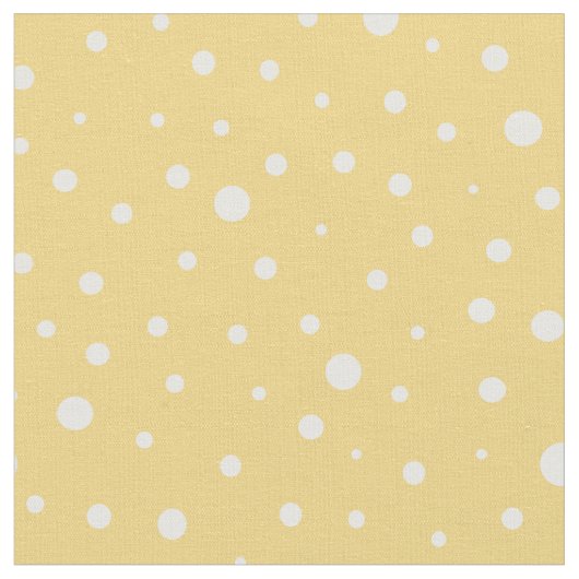 カスタマイズ黄色の白水玉模様 ファブリック (クローズアップ)