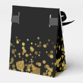 カスタマイズ黒お願い箱ゴールデングリッター フェイバーボックス (裏面サイド)