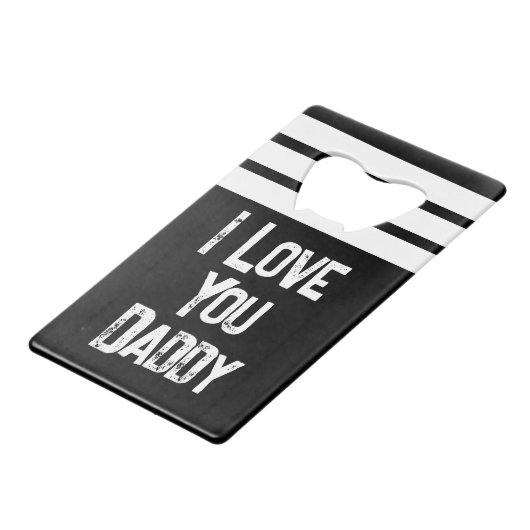 カスタマイズ1枚の写真を愛するパパの白い黒 クレジットカード栓抜き (正面アングル)