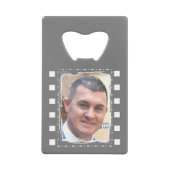 カスタマイズ2枚の写真とグレーと白 クレジットカード栓抜き (正面)