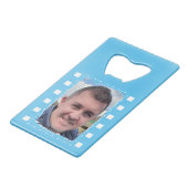 カスタマイズ2枚の写真と淡青と白 クレジットカード栓抜き (裏面アングル)