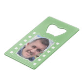 カスタマイズ2枚の写真と緑と白 クレジットカード栓抜き (裏面アングル)