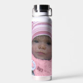 カスタマイズ2枚の写真のコラージュ ウォーターボトル (背面)