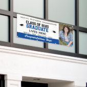 カスタマイズ2021青い卒業バナー 横断幕 (ビルの外側)