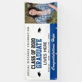 カスタマイズ2021青い卒業バナー 横断幕 (縦)