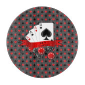 カスタマイズ4エース赤ブラックカードスーツのグレー カッティングボード (正面)