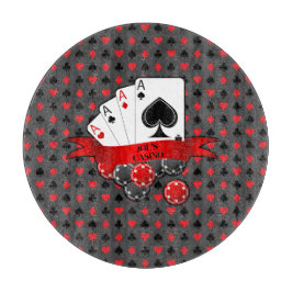 カスタマイズ4エース赤ブラックカードスーツのグレー カッティングボード