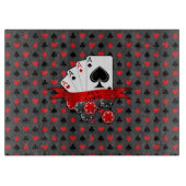 カスタマイズ4エース赤ブラックカードスーツのグレー カッティングボード (正面)