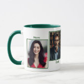 カスタマイズ4枚の写真ファミリーコラージュハンターグリーン マグカップ (左)