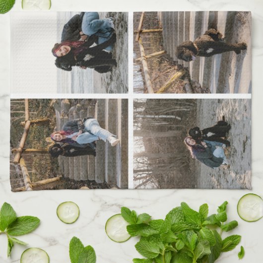 カスタマイズ8フォトコラージキッチンタオル キッチンタオル (折り畳み)