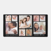 カスタマイズ9フォトコラージュ名字引用文ブラック デスクマット (正面)