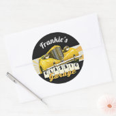 カスタマイズ |お名前 |車クラシック車庫 ラウンドシール (封筒)