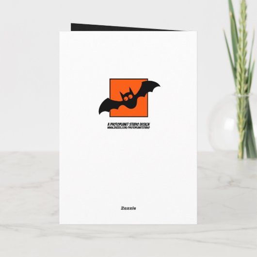 カスタマイズ | かわいいこうもりのトリックまたは挨拶 カード (裏面)